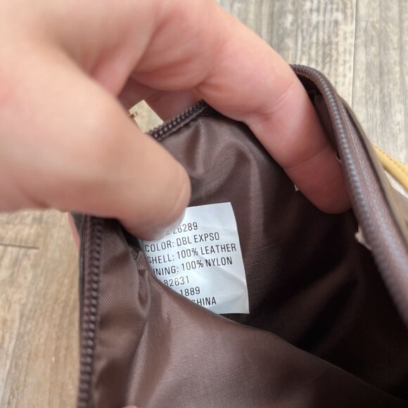 Newport News Leather Wristlet Wallet Brown and Yellow Vintage Zip - Picture 3 of 6